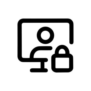 Simple Outline User Account Locked on Monitor Icon Design vector