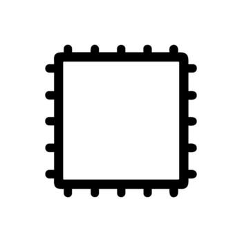 Simple Outline Microchip Electronic Component Symbol Icon for Circuit Board Design vector