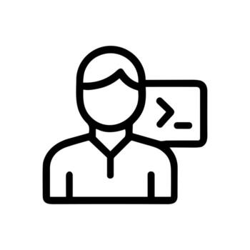 contorno diseño hombre programador codificación habilidad línea icono minimalista estilo vector