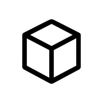Minimalist Outline Geometric Cube Box Shape Simple Icon vector