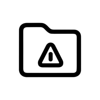 sencillo contorno carpeta advertencia firmar forma icono para datos problema vector
