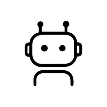 Simple Outline Drawing of Minimalist Robot Head Futuristic Artificial Intelligence Icon vector