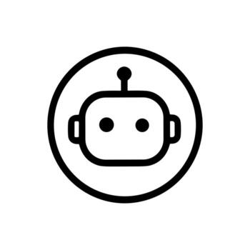 Minimalist Outline Robot Head Inside a Circle Symbol Line Icon vector