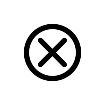 Simple Outline Circle X Mark Sign Graphical Element Shape Icon vector