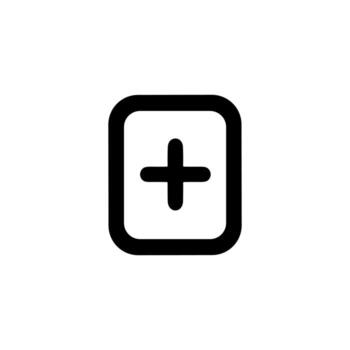 Black Simple Rounded Corner Plus Sign in Square Shape Icon vector