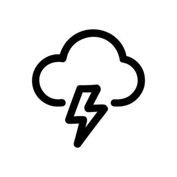 Outline Simple Cloud Lightning Weather Forecast Outline Stroke Icon Graphic vector