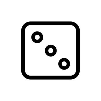 Simple Outline Square Dice Number Three Spot Game Icon vector
