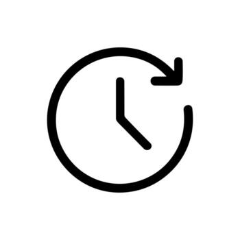Simple Outline Circular Arrow Clock Symbol Indicating Time and Rotation vector