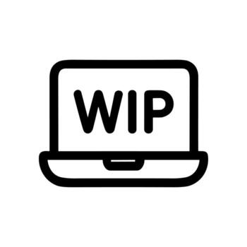 Simple Outline Laptop with Work In Progress Text Icon Design vector