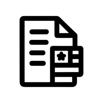 Black Outline Simple Document with Badge Icon Element Sign vector