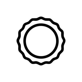 Simple Line Art Scalloped Edge Circle Shape Badge Graphic Element vector