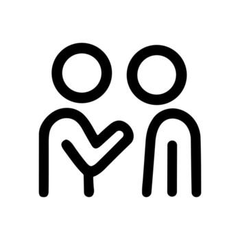 Simple Line Two People Communication and Connection Minimalist Style Icon vector