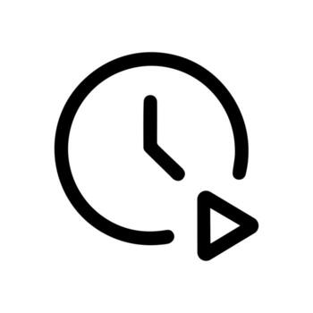 sencillo contorno reloj con flecha rotación icono símbolo gráfico vector