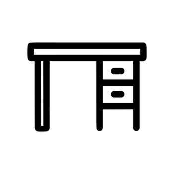 Outline Simple Desk with Drawers Icon Isolated on White Background vector