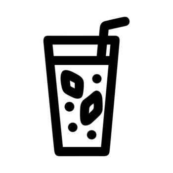 Outline Simple Drink with Ice Cubes and Straw Icon Design vector