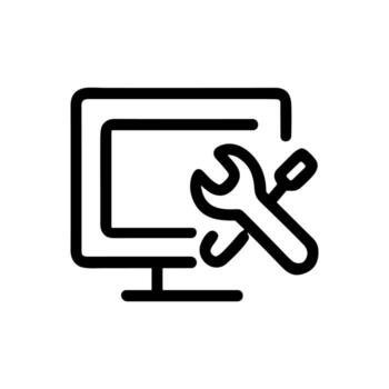Outline Simple Computer Repair Service Concept Shape Icon Line Drawing vector