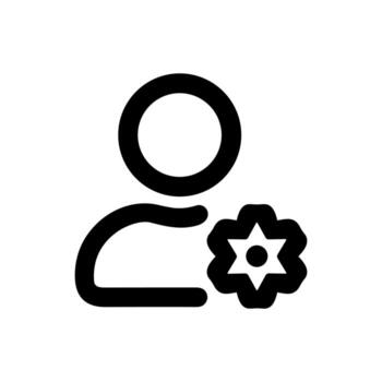 negrita línea persona cuenta ajuste engranaje configuración administración icono vector