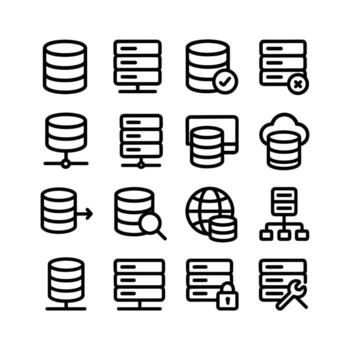 Line Database Server Stack Outline Thin Icon Set For Technology vector