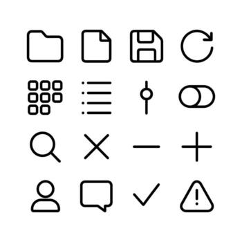 sencillo contorno usuario interfaz y usuario experiencia icono conjunto colección vector