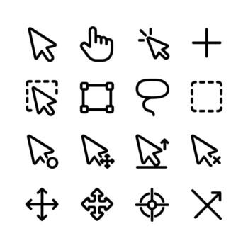 minimalista arte lineal computadora cursor colección de varios diseño símbolo icono vector