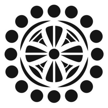 intrincado circular diseño con simétrico patrones y puntos en negro color vector