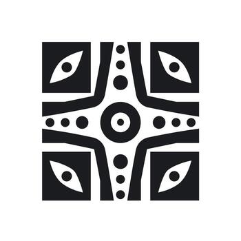 Abstract black and white geometric pattern featuring eyes and circles in a square design vector