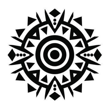 intrincado geométrico diseño presentando circular y triangular patrones con agudo bordes vector