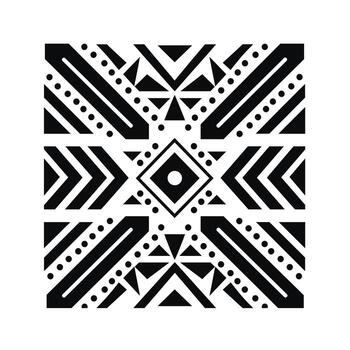 Geometric pattern featuring black and white shapes in a symmetrical design for textiles vector