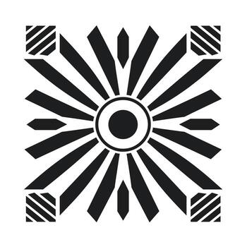 Intricate black and white geometric design with radiant patterns and sharp lines vector
