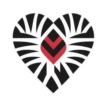Creative heart design with geometric patterns in black and red colors highlights artistic expression vector