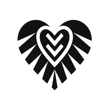 Intricate black heart design featuring geometric patterns and stylized lines vector