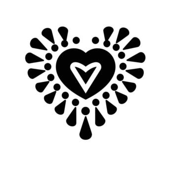 Decorative heart design with floral patterns and teardrop elements on a white background vector