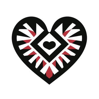 Heart design with geometric patterns featuring red and black colors vector