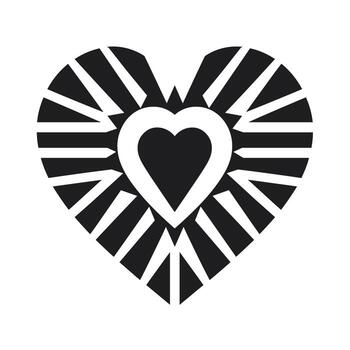Heart design with radial lines and inner shape creates a bold visual statement vector