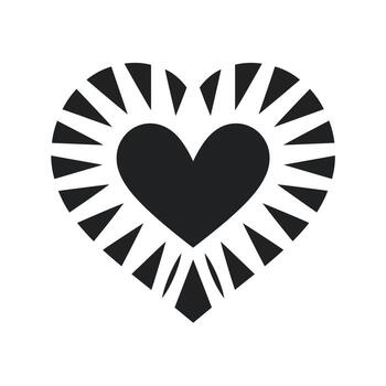 Heart design with sunburst rays creates a striking visual impact for graphic art vector