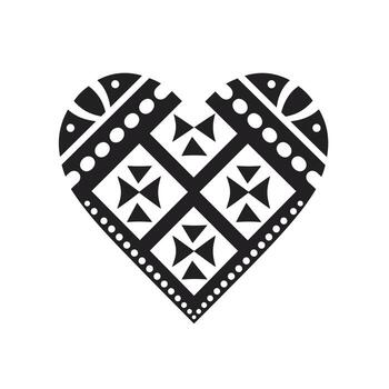 Heart-shaped design with intricate patterns inspired by traditional art styles vector