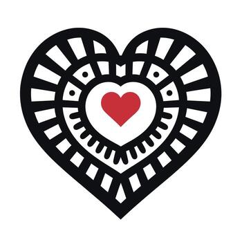 Heart design features intricate patterns with vibrant colors and geometric shapes vector