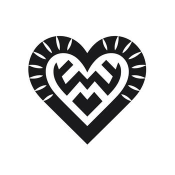 Unique black heart design with intricate patterns and stylized elements for modern art lovers vector