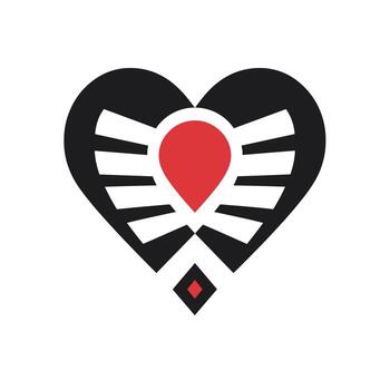 estilizado corazón diseño con un rojo elemento y dinámica patrones representando amor y conexión vector