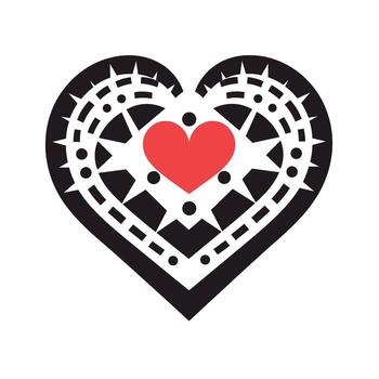 Unique heart design featuring spikes and a red center for artistic expression vector