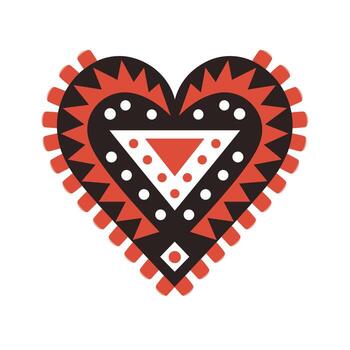 Artistic heart design with intricate patterns in bold colors vector