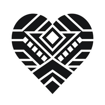 Geometric heart design featuring intricate patterns and shapes in bold black color vector
