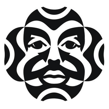 único negro y blanco resumen cara diseño presentando geométrico patrones vector