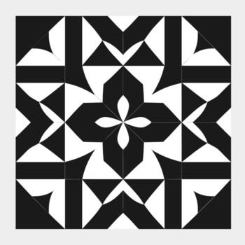 Intricate geometric pattern featuring black and white shapes in a symmetrical design vector