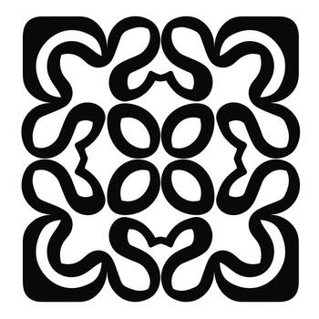 Abstract black and white design featuring intricate shapes and patterns in symmetrical formation vector