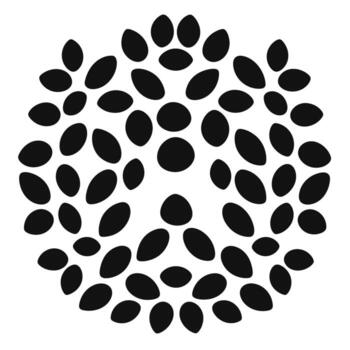 Decorative circular pattern created with black leaf shapes on a white background vector