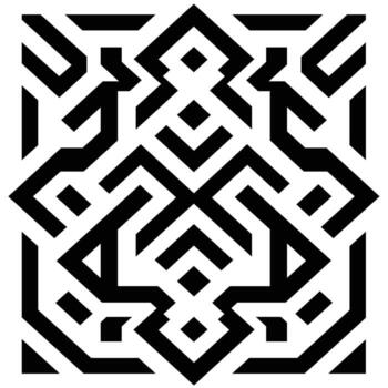 Intricate black and white geometric pattern with bold lines and shapes vector