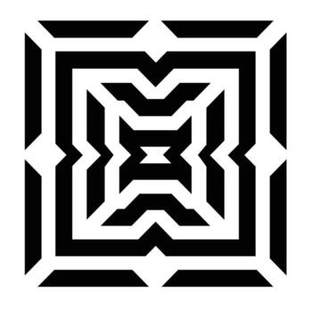 Complex black and white geometric pattern creating an optical illusion of depth vector