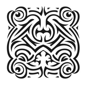 Intricate black tribal pattern with flowing lines and shapes on a white background vector