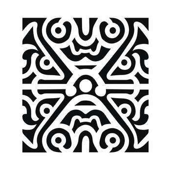 Intricate black and white tribal design with geometric patterns in abstract style vector